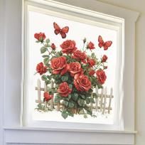 2 Pcs Painted Romantic Roses Bedroom Living Room Home Wall Background Beautification Decoration Wall Stickers 30*60cm*2pcs/fun-b123