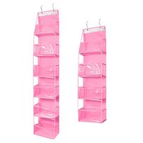 1pc 4 /6Layer Over The Door Hanging Organizer Cosmetics Wall Hanging Storage Organizerfor Nursery Bathroom Closet Bedroom Dorm L rožinė