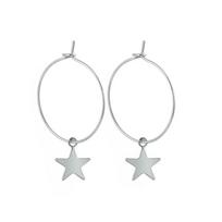 Fashion Big Exaggeration Pentagram Earring Round Hoop Earrings Ear Studs for Women Girls MIT pilka