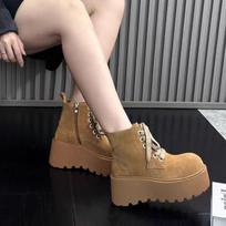 Platforminiai Aukštakulniai Ankle Boots Moteriški Suede Sniego Batai Prekės ženklo Laisvalaikio Kedai Suvarstomi Chelsea Žiemos 2024 Tendencija Šilti Botas Mujer 40 ruda