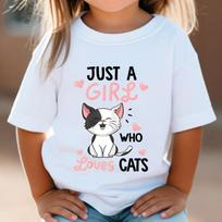 Just A Girl Who Loves Cats Tshirt Girls Y2k Harajuku Animal Summer Fashion Kids Clothes Funny Graphic Cute Cat Lover Streetwear 100