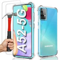 PROSHOP Transparent Case for Samsung Galaxy A52 5G - Flexible - Shockproof - High Resistance - Tempered Glass skaidri