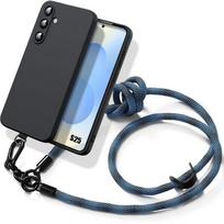 Case for Samsung Galaxy S25 - Black Shockproof Silicone Protection with Detachable Blue Lanyard juoda