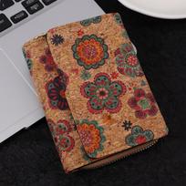 Retro Floral Pattern Short Wallet Ethnic Style Clutch Mobile Phone Bag Foldable Coin Purse with Card Slots MIT