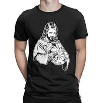Jesus Loves Satan Baphomet Goat Atheist T-Shirt Men Humor Pure Cotton Tees Round Collar Short Sleeve T Shirts Gift 80083 XXXXL