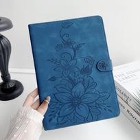 For Apple iPad Pro 12.9 (2020) (Also known as iPad Pro (12.9-inch, 4th generation)).PU Leather Exquisite Floral Embossed Design Tablet Case iPad Pro 12.9 (2020) mėlyna