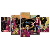 Wall Art Canvas Painting 5 Piece Pirate King Luffy Organization Posters And Prints Canvas Print Modern Home Bedroom Decoration No Frame 20x35cm*2  20x45cm*2  20x55cm*1