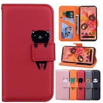 Cartoon Phone Case for Huawei P40/ P30/ P20/ P10/ P9 LITE Nova 5T Mate 20 Pro Flip Leather Wallet with Card Slot Shockproof Stand Cover Huawei P30 LITE raudona