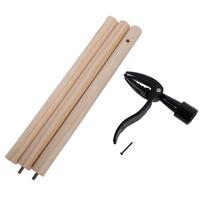 Weed Remover Detachable Gardening Weed Puller with 3 Wooden Section Poles for Lawn and Yard