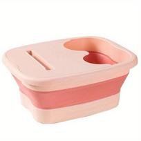 Sulankstomas dangtis Kojų vonelės masažo kibiras Mirkymo kibiras Sulankstomas baseinas Kibiras Namų pirties vonia Pedikiūro vonios kambario reikmenys with cover pink beige