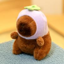 Cute Capybara Key Chain with Bee Rabbit Frog Bear Hat Bag Accessories CapIbara Keychain Cartoon Plush Animals Toy Birthday Gift