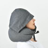 U-shaped Pillow Liangpin Hat Cotton Neck Pillow Cervical Pillow Lunch Break Hooded Pillow Travel Airplane Pillow Office 16.5x67cm tamsiai pilka spalva