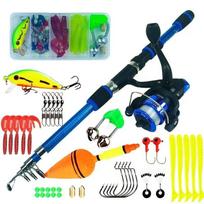Nauja spiningo meškerės ritės kombinuota 1.8M teleskopinė meškerė su 5.2:1 3BB Reel Max Drag 5kg Full Fishing Kit žvejybos rinkinys mėlyna