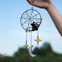 Kūrybingi vėjo varpeliai Helovino dekoracijos gotikiniai šikšnosparniai mėnulis žvaigždė pakabinamas ornamentas lango sienos pakabukai šventės vakarėlio namų dekoracijos Deep Sapphire