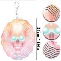 10 Inch Bohemian Metal Wind Chime with Vibrant Skull Design 360 Swivel Hook Perfect for Spring Summer Balcony Garden Decor Unique