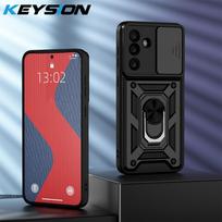 KEYSION Shockproof Case for Samsung M56 5G Silicone+PC Slide Camera Protection Ring Stand Phone Back Cover for Galaxy F56 5G for Samsung M56 5G juoda
