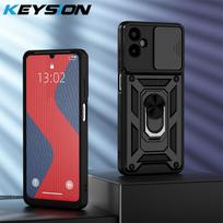 KEYSION Shockproof Case for Samsung M06 5G A06 5G Silicone+PC Slide Camera Protection Ring Stand Phone Cover for Galaxy F06 5G for Samsung M06 5G juoda