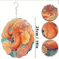 360 Degree Rotating Metal Wind Chime with Vibrant Floral Design 25.4cm Hanging Garden Decor Perfect for Outdoor Yard Art Gift for Friends and Family 01A