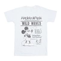 Disney Womens/Ladies Mickey Mouse Making Waves Cotton Boyfriend T-Shirt S balta