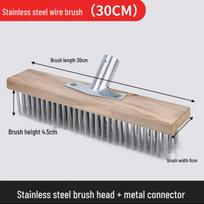 Stainless Steel Wire Floor Brush with Hard Bristles and Long Handle for Moss Removal and Deep Cleaning gray