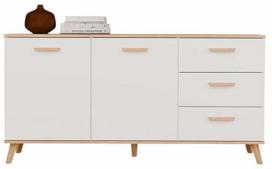 Komoda Olympo 2D3S, balta sp./artisan oak sp., 75 cm x 150 cm x 40 cm