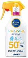 Priemonė įdegio priežiūrai kūnui Nivea Sun Babies & Kids Sensitive SPF50+, 250 ml