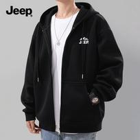JEEP Men's Casual Zip-Up Hoodie L juoda
