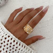 Sora Tuki Chunky Gold Rings for Women Non Tarnish Big Gemstone Rings Set Adjustable Thick  Statement Rings one size