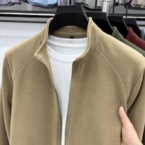 Men's Fleece Jacket - Stand-Up Collar, Sport Casual, Trendy Outerwear for Autumn/Winter M raudona