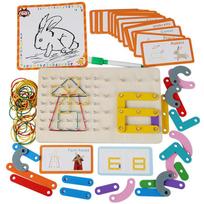 Montessori 3 viename lavinamasis medinis žaislas Geometrinė dėlionė Smeigtukų lenta Spalvų rūšiavimo žaislas Vaikų edukacinis žaislas Vaikams Dovanos