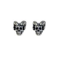 Goat Horn Skull Stud Earrings Goth Stud Earrings Cool Punk Goth Earrings Edgy Jewelry Gift for Men Boyfriend Women 1