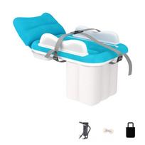 Inflatable Portable Baby Bed Safe Double Air Chambers Quick Setups Compact Storage For Plane Travel Outdoor white