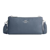 Coach 22 Silver Letter Logo Zipper Closure Pebble Leather Envelope Crossbody Shoulder Bag Small Women bags Blue CJ789-SVQWP Basic Set (Bag+Dust Bag)
