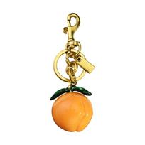 Vibrant Peach Fruit Key Ring Creative Resin Keychain Accessory Backpack Hanging Pendant Charm for Daily Use Gift geltona