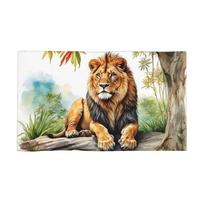A Lion In A Forest Soft Face Towel Quick Dry Pool Bath Cotton Towels Breathable W40*H60(CM) beige