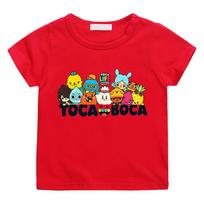 Toca Boca World 100% Cotton Children's T-shirt Cartoon Print Tees 2-12Y Cute Girls Cool Boys Short Sleeve Kids O-Neck Top Summer 100 raudona