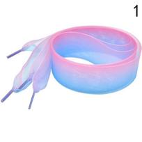 Platūs vaivorykštės spalvos, fantastiški plokšti batų raišteliai Voile juostiniai batų raišteliai 1 pink