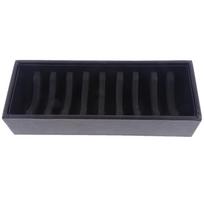 10 vietų PU odos PVC kortelių įdėklas papuošalams, apyrankėms, grandinėlėms rodyti, juodas 24x9x5cm balta