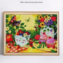 Diamond Painting Full Round Arrival Flowers Diamond Embroidery Sale Butterflies 20X30 beige