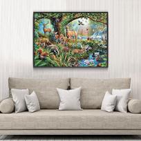 Deimantinė tapyba apvali krištoliniai akmenys deimantiniai siuvinėjimai kryželiu mozaikiniai gyvūnai miško raštais 20X30CM