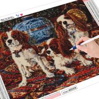 „Huacan“ antklodė „Cavalier King Charles Spaniel“ deimantinis piešinys Pilnas apvalus deimantinis siuvinėjimas Siuvinėjimas kryželiu Vaikų kambario dekoras Full Round 20*30 cm