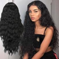 MISS WIG moteriškas ilgas banguotas juodo raudonojo vyno perukas be kirpčiukų Sintetiniai karščiui atsparaus pluošto perukai moterims wig&wig cap juoda