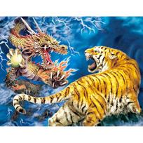 Diamond Painting Long VS Tiger Full Round Diamond Embroidery Pictures 20X30CM blue