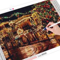 5D Diamond Painting Street Cross Stitch New Arrival Diamond Embroidery Christmas Tree Mosaic Landscape Needlework Art Full Round (20X30CM) brown