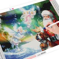 Full Square Round Diamond Painting Santa Claus Diamond Embroidery Christmas Rhinestone Picture New Year's Gift Full Round (20X30CM) blue