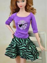 1pc Green Leopard Causal Mini Short Skirt Dress For Barbie Doll Outfits Clothes for 1:6 Doll Daily Wear Clothing DIY Toy for Kid įvairiaspalvis