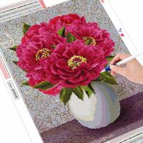 5D viso kvadrato deimantų tapyba bijūnų amatų rinkinys 5D DIY deimantinis siuvinėjimas gėlė Rankdarbių rankdarbių dekoras namams Full Round (20X30CM)