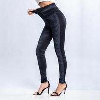 Moteriški antblauzdžiai Spausdinti antblauzdžiai Imitation Jean Slim Fitness elastingi besiūliai antblauzdžiai S juoda