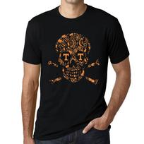 Graphic Men's T-Shirt - Skull and Cross Bones Retro Creepy Halloween Shirt XS juoda