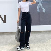 Jeans Women Oversized Denim Baggy High Waist Hole Teens Streetwear All-match Popular Boyfriend Straight Korean Trendy Trousers L juoda